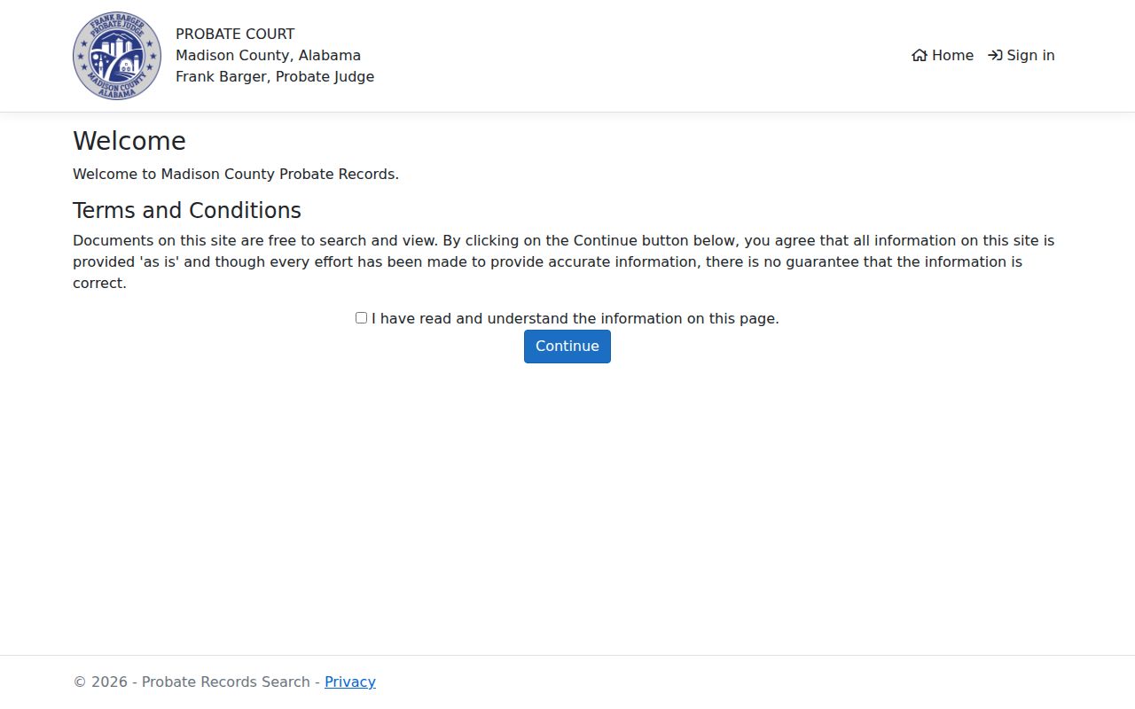 Madison County Probate Court online deed records search portal for Huntsville