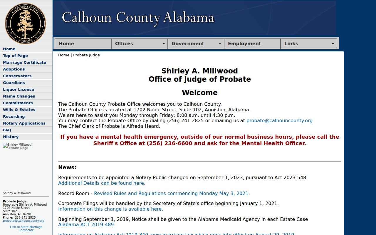 Calhoun County Probate Court online deed records search