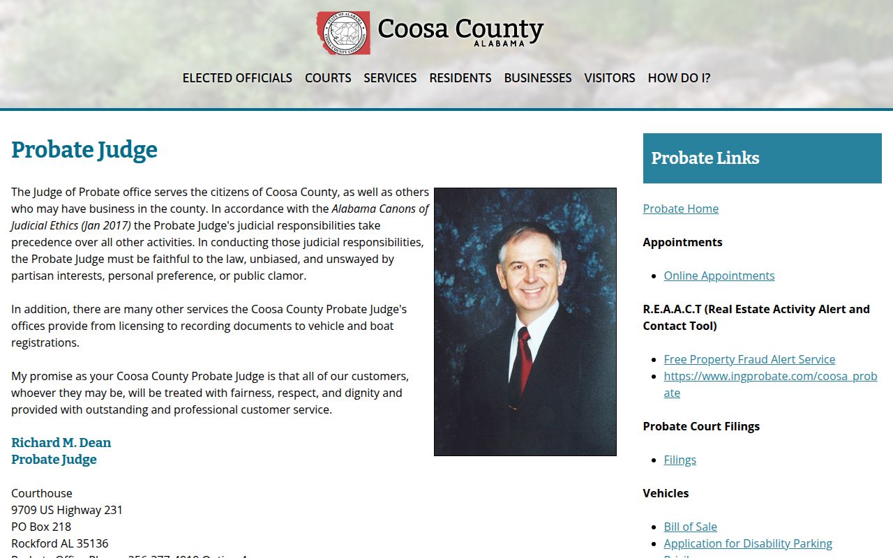 Coosa County Probate Court online deed records search
