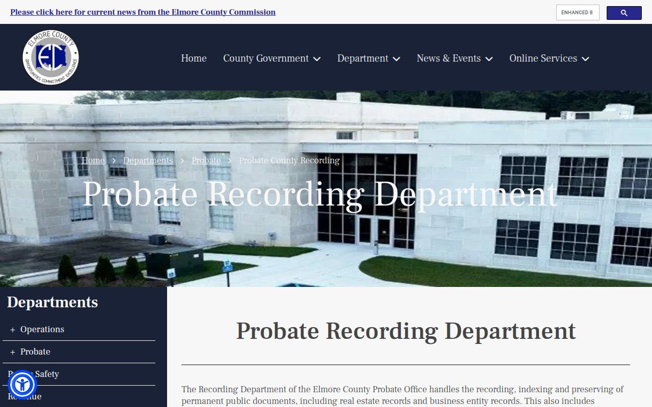 Elmore County Probate Court online records portal for deed searches