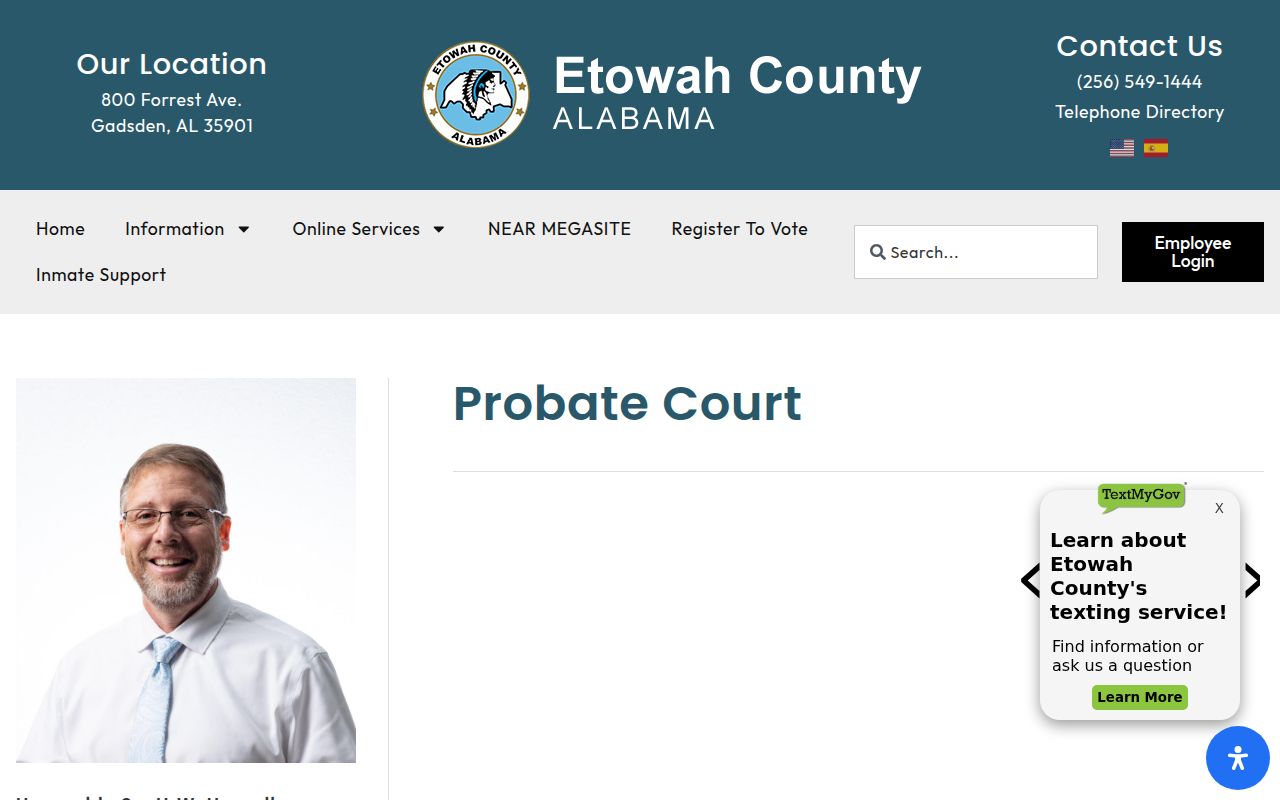 Etowah County Probate Court records search interface