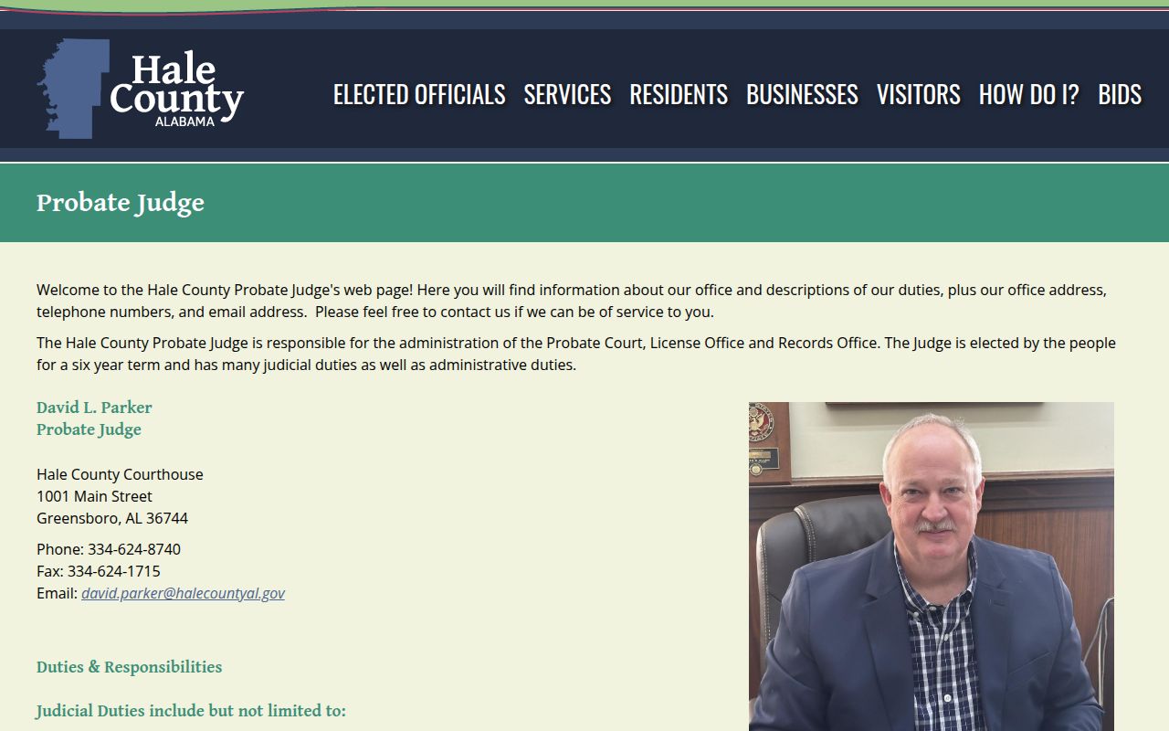 Hale County Probate Court building in Greensboro Alabama