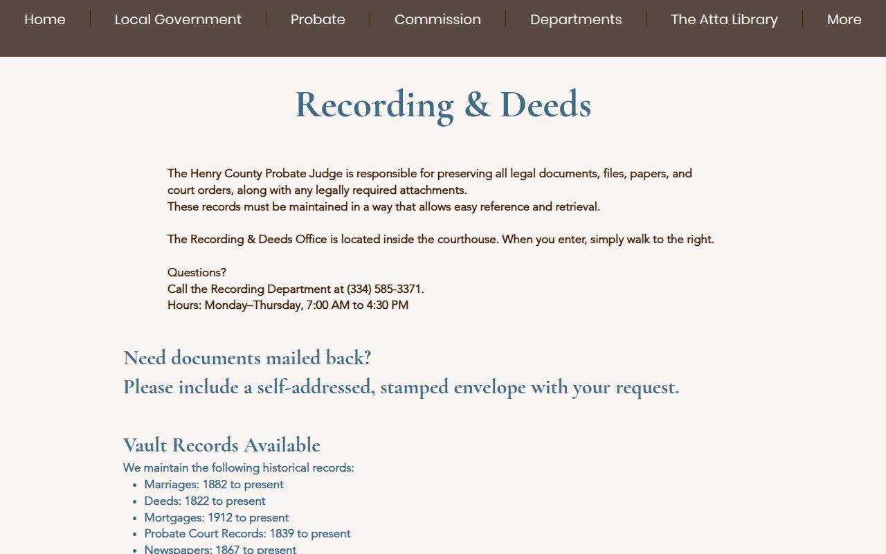 Henry County Probate Court online records portal in Abbeville