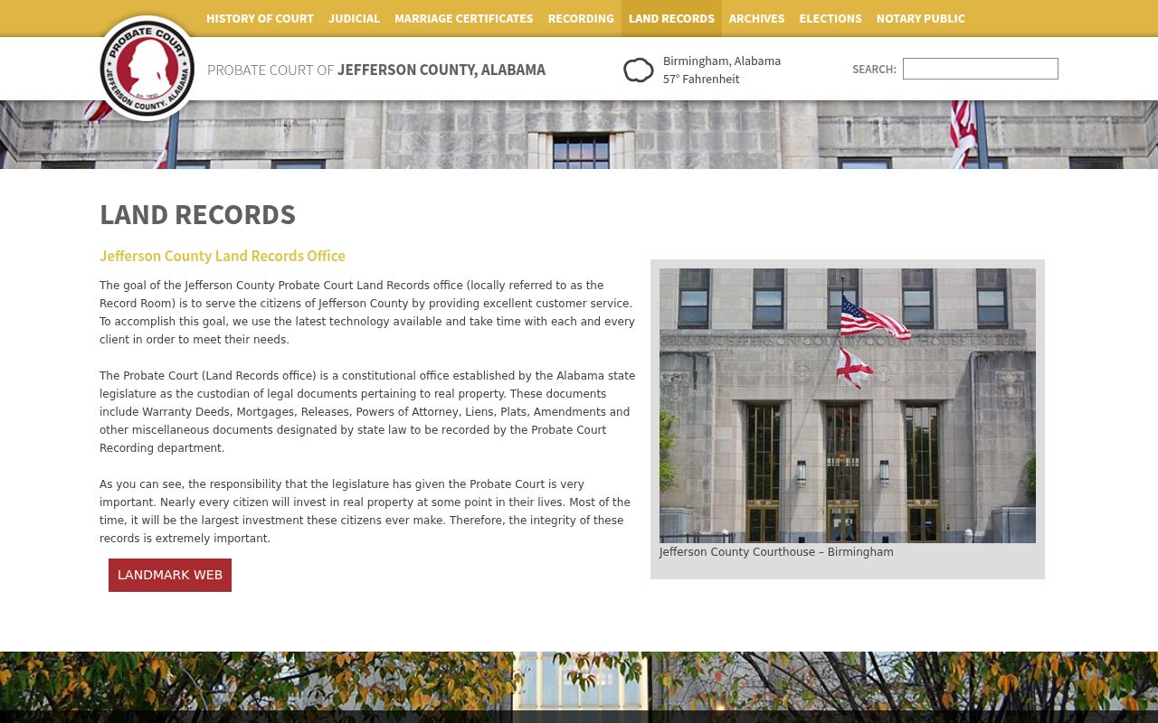 Jefferson County Landmark Web online deed search portal