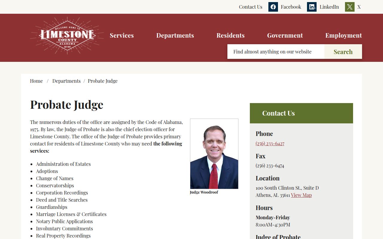 Limestone County Probate Court online deed records portal in Athens