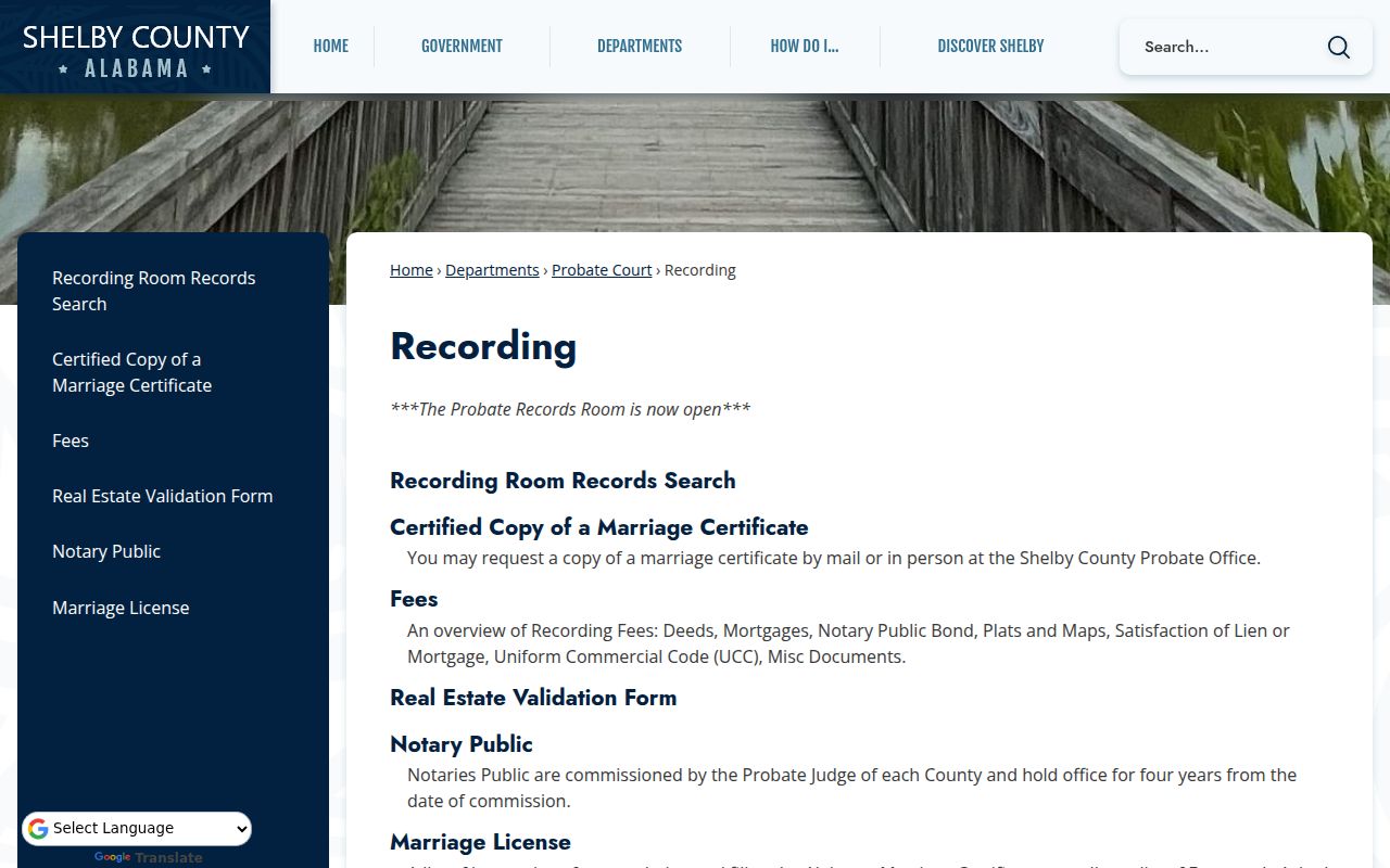 Shelby County Probate Court online deed records search portal